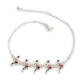 Fashion Jewelry ~ Tropical Theme Multi Pink Flamingo Link Anklet Casual for Women (AT0262-SMX)