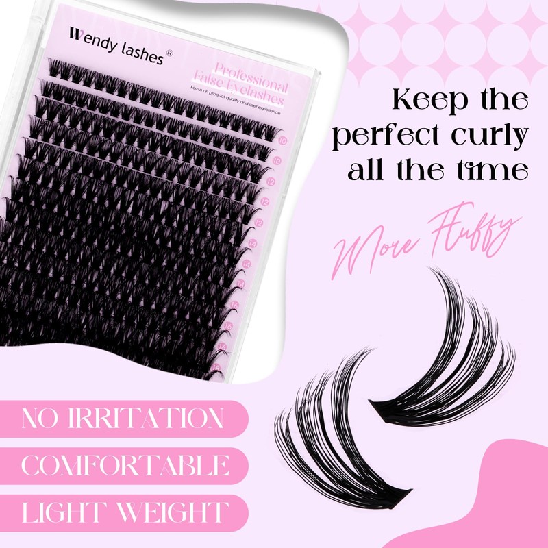 Eyelash Extensions, D Curl, Natural Eyelash Clusters, Lashes, 50D-10-18 mm,