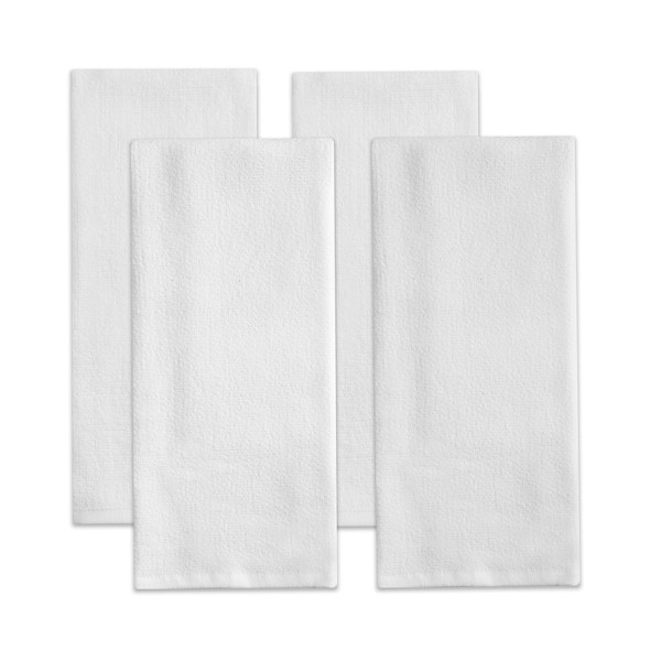 Sticky Toffee Cotton Terry Kitchen Dish Towel, 4 Pack, White, 28 in x 16 in