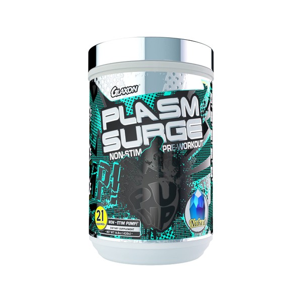 Glaxon Plasm Surge Blood Flow Maximizer Non Stimulant Pre Workout Powder Nitric Oxide Booster, Muscle Pumps, Caffeine Free, L-Citrulline & L-Arginine – 21 Servings (Naked)