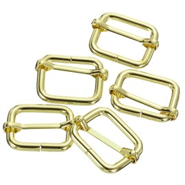 sourcing map Slide Buckle, 10Pcs 1" - Metal Tri-Glides Slide Adjuster with Movable Center Bar, Rectangle Belt Keeper for Bag Purse Straps Making Replacement (Light Cyan Gold)