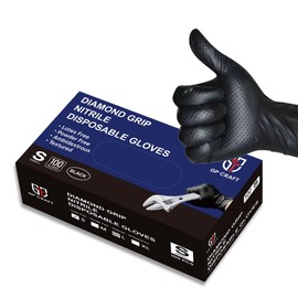 GP66 Black Nitrile Gloves, 8 Mil, Latex-Free, Powder-Free, Disposable with Diamond Grip, for Industrial, Cleaning, 100pcs (100, M)