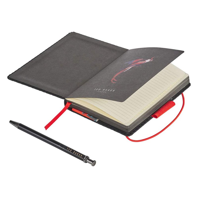 Ted Baker A6 Notebook and Pen - Black Brogue Geo