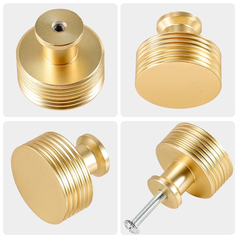 TRIXES 4PK Matte Gold Drawer Knobs - Decorative Cabinet Drawers