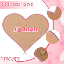 2 Pcs Pink Heart Pin Cork Board 10.6 x 13 Inches Framed Bulletin Board for Office Classroom Memory Memo Pin Board for Jewelry Organizer Valentine's Day Gifts Wedding Decor