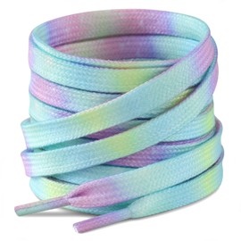 Stepace [2 Pairs] Flat Shoelaces for Fun, 5/16" (8mm) Tie Dye Fashion Sneakers Shoe Laces-Starry Clouds-140