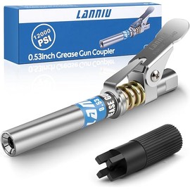 Grease Gun Coupler, Strong Lock & Extra Reach Grease Coupler, Heavy Duty 12000 PSI Quick Release Grease Gun Tips, Compatible with All Grease Guns 1/8" NPT Fittings