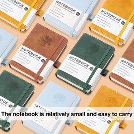 TECDW A6 Notebook, 192 Pages Lined Diary Notebook, 80gsm Thick Smooth Ink-Blot Resistant Paper, Leather Journal for Office, Home, School (Light Yellow)