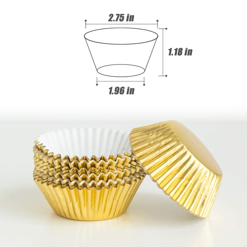 Gold Cupcake Liners,GOLF Standard Size Gold Foil Cupcake Liners Wrappers