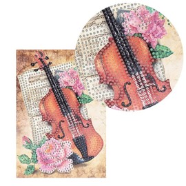 Ideen mit Herz Diamond Painting Greeting Card | Rhinestone Edition | DIN B6 | 370gsm | Includes Stones, Envelope & Tool (Violin)