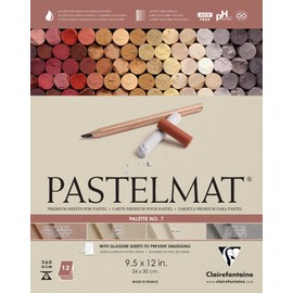 Clairefontaine Pastelmat Glued Pad - Palette No. 7 - (9 1/2 x 12 Inches) 24 x 30 cm - 360g - 12 Sheets - Sanguine Red, Sand, Beige, Dark Grey