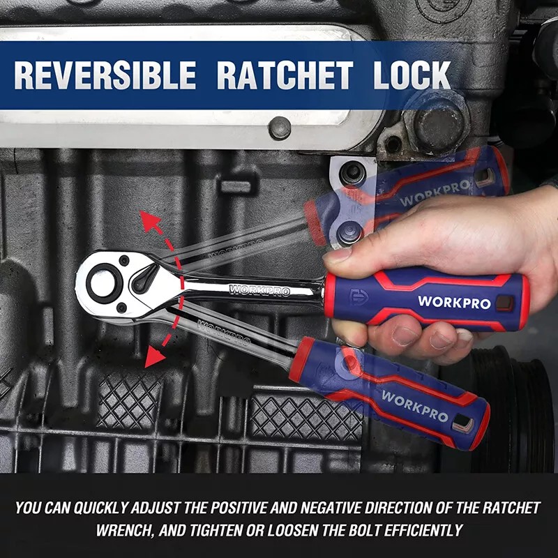 WORKPRO 3-Piece Ratchet Set 1/4" 3/8" 1/2" Drive Ratchet Wrench