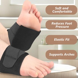 Foot Arch Support Braces for Plantar Fasciitis Relief - Adjustable Non-Slip Orthotics with Gel Pads for Flat, High, and Fallen Arches, Unisex HSA/FSA Eligible