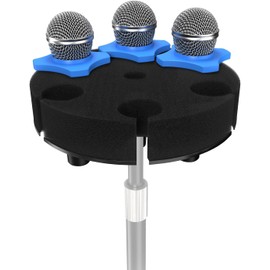 Etour [2024 Upgrade] Multi Mic Holder for Microphone Stand, Circular Microphone Storage Organizer for Handheld Dynamic Wired and Wireless Microphones Rubber Pad Mount 5/8"-27" or 3/8"-16