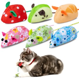 Cat Toys Catnip Mouse Toys for Indoor Adult & Kitten Toy Cat Playing Chewing Teeth Cleaning（6 Pack ）