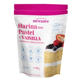 Morama Harina para Pastel Sabor Vainilla Hecha con Harina de Almendra y Arroz Integral para Pastelería, Sin Conservadores y Vegano, 400 Gramos
