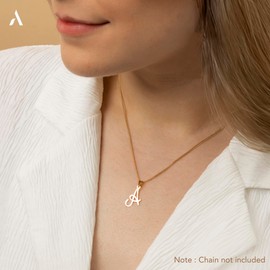 Amberta 9 Carat Gold Italian Charms Pendant for Men and Women, Letter Pendant Gold, Letter Pendant for Chains, Alphabet Pendant Gold, Yellow Gold, No Gemstone