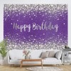 7×5ft Purple Diamonds Happy Birthday Photo Backdrop Glitter Diamonds Silver