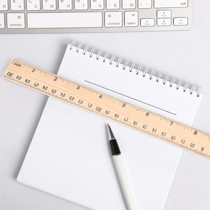 Dropfree 12 x 30 cm wooden ruler, school ruler, office