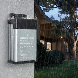 SUCIKORIO 24V 100W LED Power Supply Rainproof IP44, Ultra Slim LED Transformer 100-240V AC to 24V DC 4.1A Quiet Low Volt LED Driver Constant Voltage Driver Adapter for LED Lights, Indoor & Outdoor