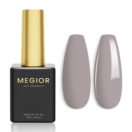 MEGIOR Gel Nail Polish 15ML Gray Lilac Gel Polish Soak Off UV LED Nail Gel Polish Nail Art Manicure & Pedicure Salon DIY at Home Gift for Women, 0.5 OZ