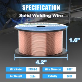 AZZUNO Mig Solid Welding Wire, ER70S-6 Mild Steel Gas Mig Wire .030" 2-LB, 1-Pack