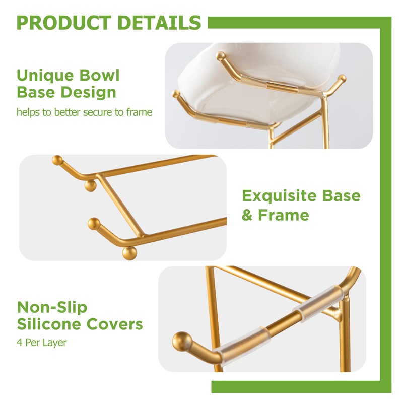 HBlife Fruit Bowl for Kitchen Counter - 3 Tier Ceramic