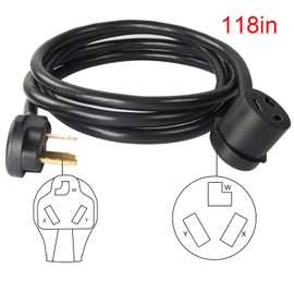 10FT 3 Prong Dryer Extension Cord, NEMA 10-30P to 10-30R Heavy Duty Extension Cord, 30Amp 125V/250V 7500W STW Power Cord (Black)