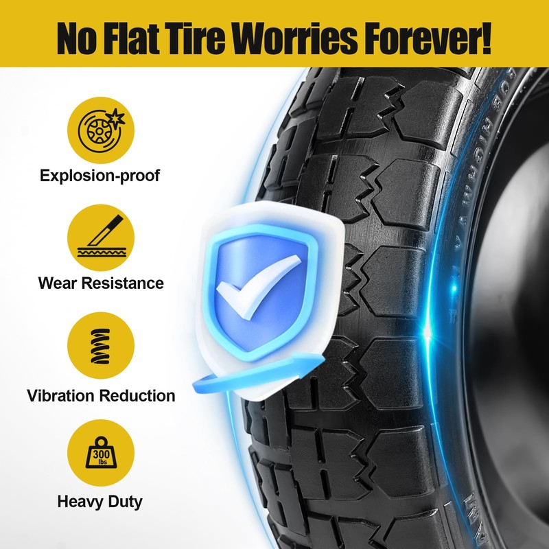 13" 4.00-6 Flat Free Wheels Replacement 2-Pack Solid Tire and