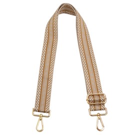 ZANQANO Purse Strap Replacement Crossbody Bag Women Wide Adjustable Jacquard Woven Handbag Straps, Diagonal Light Brown,gold Hardware, Wide: 1.5in (3.8cm), Adjustable Fabric Webbing