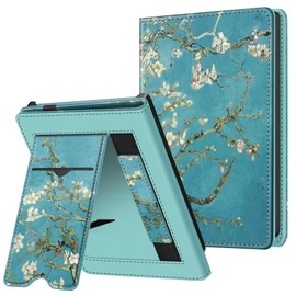 Fintie Case for Pocketbook Verse Pro/Verse (2023)/Verse Pro Color (2024) eReader - Kickstand Protective Case with Card Slot Wrist Strap and Auto Sleep/Wake Function, Almond Blossom