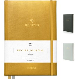 Scribble & Dot® Recipe Book for Own Recipes | Create Your Own Cookbook Journal | Hardback Premium Recipe Journal | Keepsake Gift | Food Diary DIY Colour Tabs | AirFryer Conversions | 100 Recipes! (Mustard Yellow)