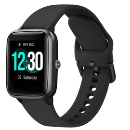 Smart Watch Strap Replacement (19mm) compatible with Blackview, Fitpolo, GRV, Letscom,Letsfit,Lifebee,Lintelek, Teminice, Tensky, Toobur, Umidigi, VeryFit, VeryFitPro, Willful, Y amay (Black)
