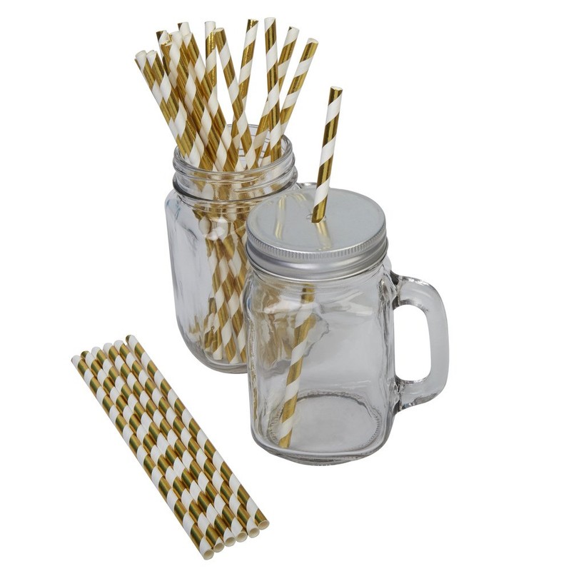 Neviti Paper Straws - Gold, Pack of 25