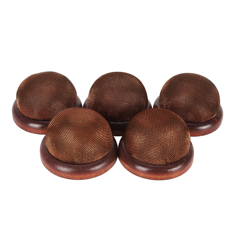 5Pcs Wooden Base Pin Cushion Cute Needle Holder Round Wooden