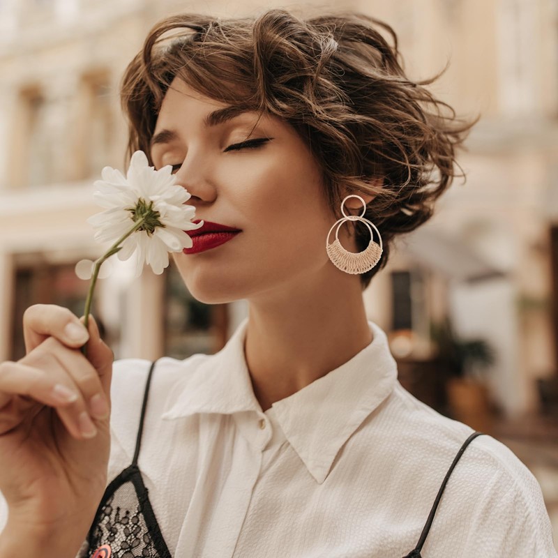 Boho Raffia Earrings for Women Summer Raffia Hoop Earrings Statement