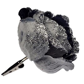 BWG Clip On Midnight/Navy Blue Rose Flower Christmas Tree Decorations (Set of 6)