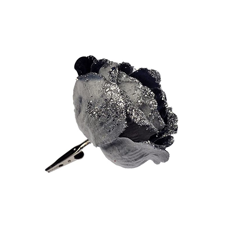 BWG Clip On Midnight/Navy Blue Rose Flower Christmas Tree Decorations