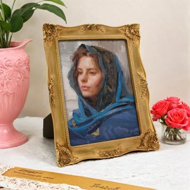 YEPOTUE 8x10 Inch Gold Vintage Picture Frame, Elegant Antique Photo Frames with Glass&Hook, Vine Pattern, Tabletop Wall Hanging, Gift ldeas for Home Decor (Gold)