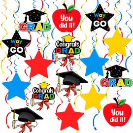 KatchOn, Kindergarten Grad Hanging Swirls - Pack of 44, No DIY | Colorful Preschool Graduation Decorations Kids | Kindergarten Graduation Decorations 2023 | Prek Graduation Decorations Class of 2023