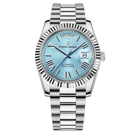 Pagani Design Men's Automatic Watch, NH36A Movement Men's Mechanical Watch DD40 AR Sapphire Glass 100 Meter Water Resistant Men's Classic Casual Sport Watch PD-1783 (Sky Blue AT-1783)