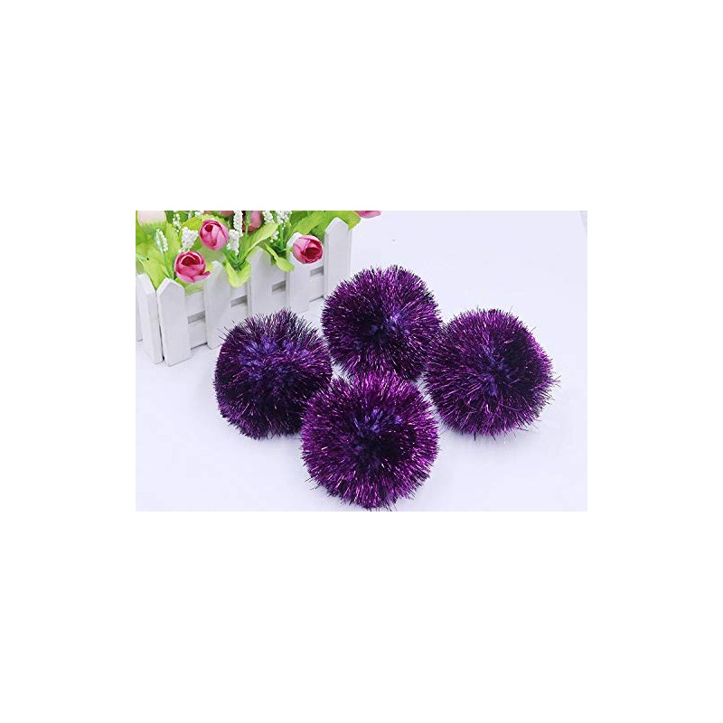 YYCRAFT 15pcs Jumbo Glitter Tinsel Pom Poms Sparkle Balls for