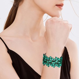 EVER FAITH Elastic Stretch Bracelet Art Deco Vintage Round Marquise Crystal Bracelet for Party Prom, Crystal, No gemstone