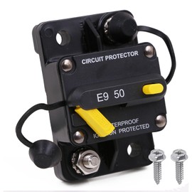 Gloaso Manual Reset Circuit Breaker 12V-72V 50A for Car Audio RV Truck Solar Boat Marine Automotive Home DC System, IP67 Waterproof, UL, Overload Protection, Heavy Duty Resettable Breaker 50 Amp