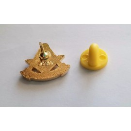 Masonic 90 year service lapel pin Gold blue stones