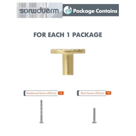 SORWDUERM 2 Pack Brushed Gold Cabinet Knobs Brass Kitchen Solid Round Dresser Drawer Knobs Simple Cabinet Hardware for Cupboard Drawer Pulls Zinc Alloy