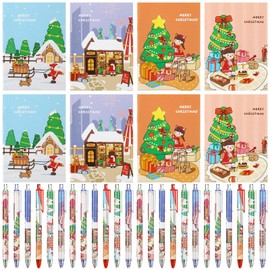 Cholemy 200 Pcs Christmas Bulk Gift Mini Notepads with Pens Set Novelty 100 Christmas Characters Pens 100 Christmas Mini Memo Pad Notepads for School Classroom Xmas Kids Holiday(Christmas Tree)