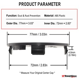 RTrhinotuning 4PCS 3.03 inch / 77 mm Wheel Center Caps Black Base for 2015-2019 F150 2015-2018 Expedition Wheel Rim Accessories, OD: 3.03” / 77 mm, ID: 2.83" / 72 mm