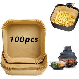 Air Fryer Liners disposable for Ninja Crispi Air Fryer, 100PCS Air Fryer Parchment Paper Sheets Air Fryer Accessories for Ninja FN101 Glass Portable Cooking System Air Fryer