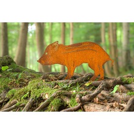 Blümelhuber Patina Garden Stake Small Wild Boar Figurine Metal Decorative Fresh Baby in Rust Look - Rust Decoration for Garden